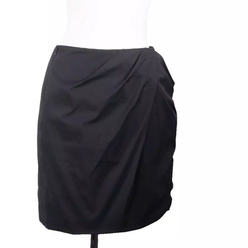 Vanessa Bruno Women’s 36 S Black Straight Pencil French Skirt Ruched Cotton Zip